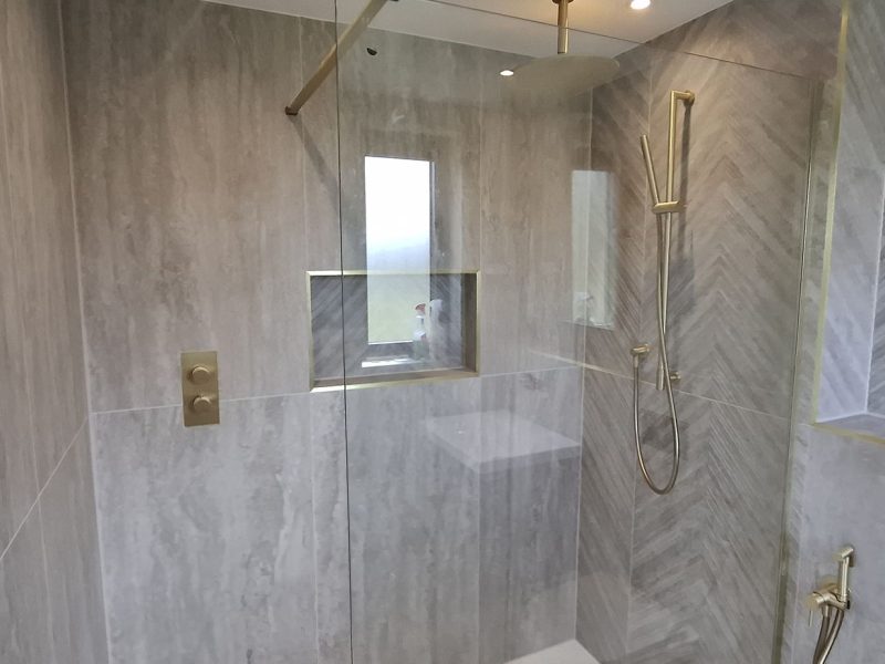En-Suite · Brushed-Gold Shower · Clayhall, Ilford